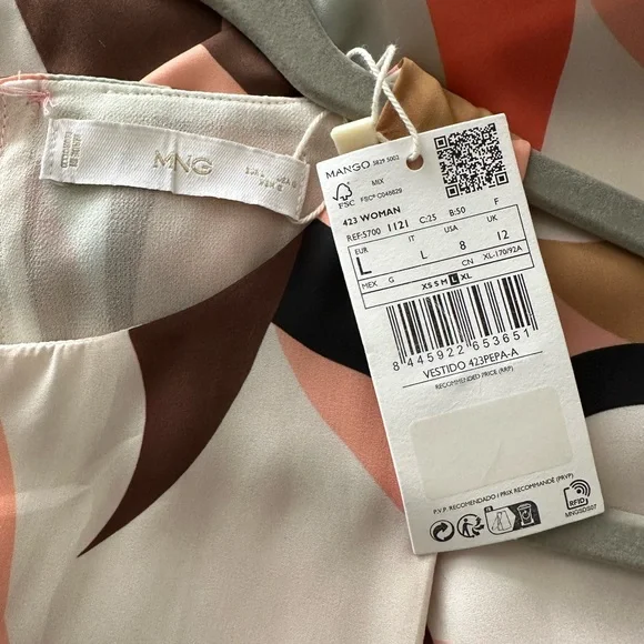 NWT Mango Vibrant Pink and Brown Maxi Dress, L(8) - Picture 5 of 5